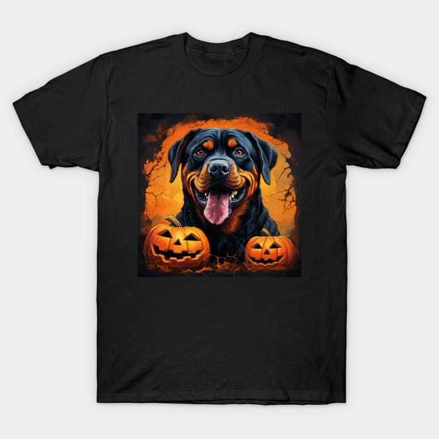 Rottweiler Halloween Design T-Shirt by NatashaCuteShop